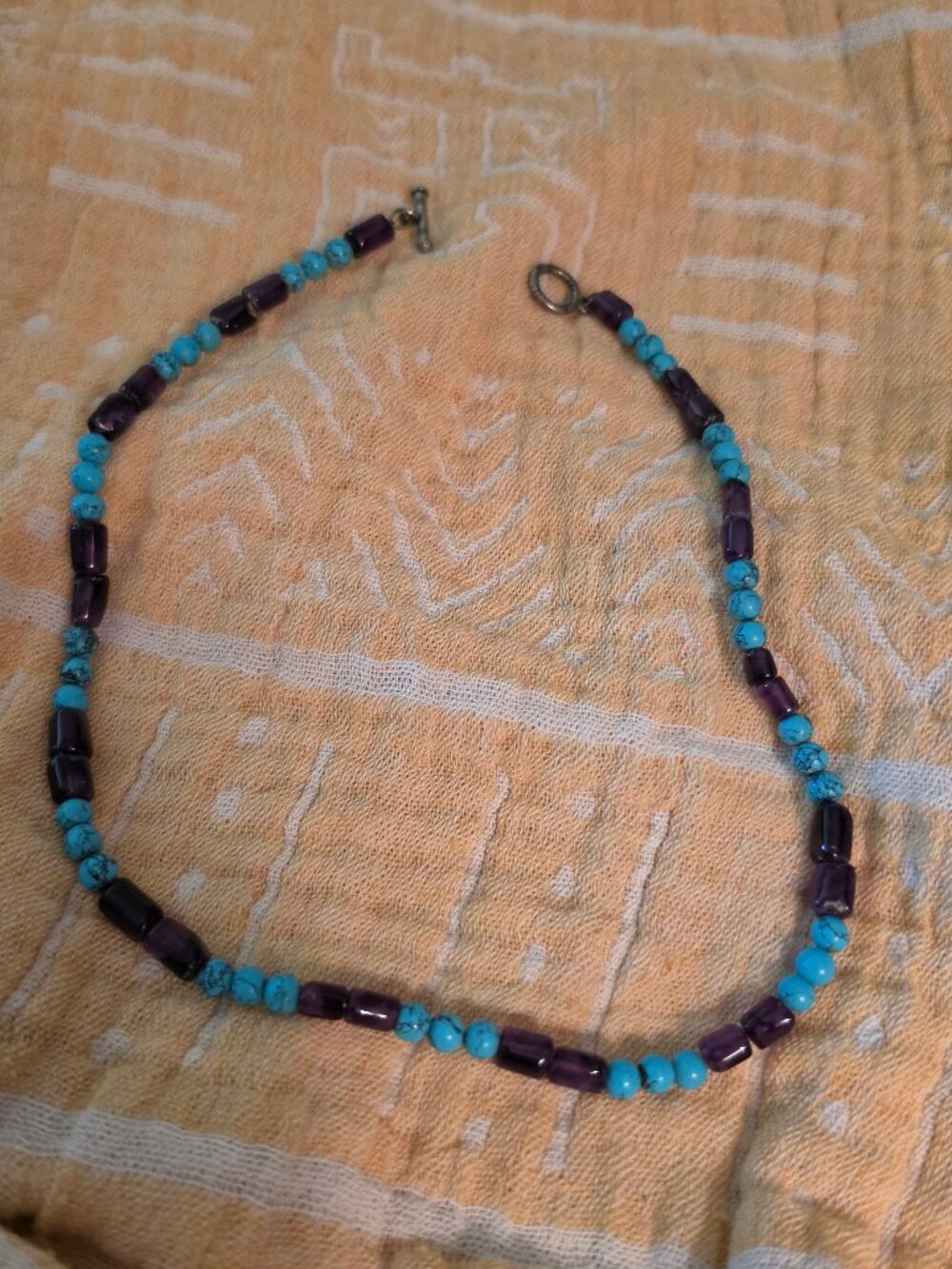 Vintage Southwestern Turquoise & Purple Amethyst Beaded Strand Necklace